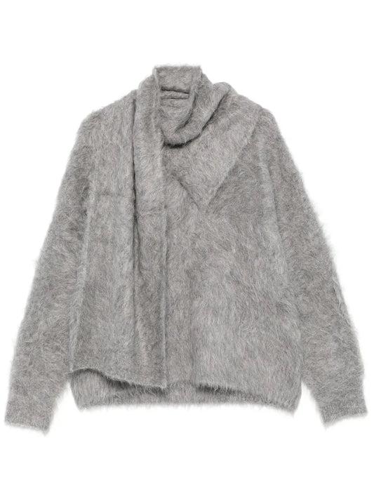 Draped-Scarf Sweater