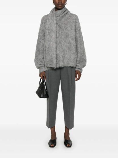 Draped-Scarf Sweater