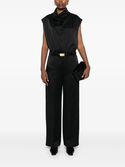Sleeveless Funnel-Neck Blouse