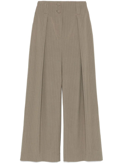 Pinstriped Wide-Leg Trousers
