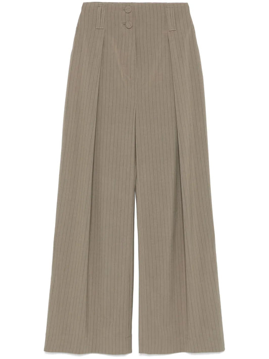 Pinstriped Wide-Leg Trousers