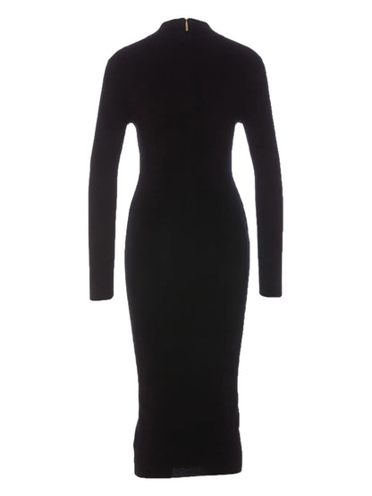 Mock-Neck Midi Dress