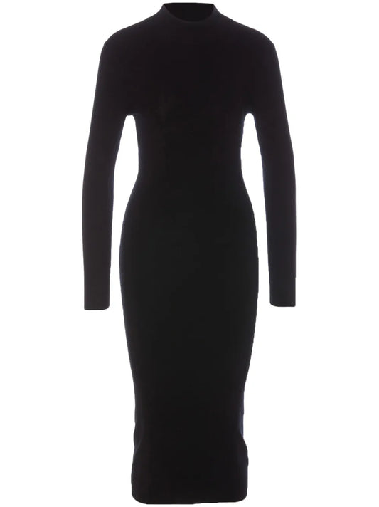 Mock-Neck Midi Dress