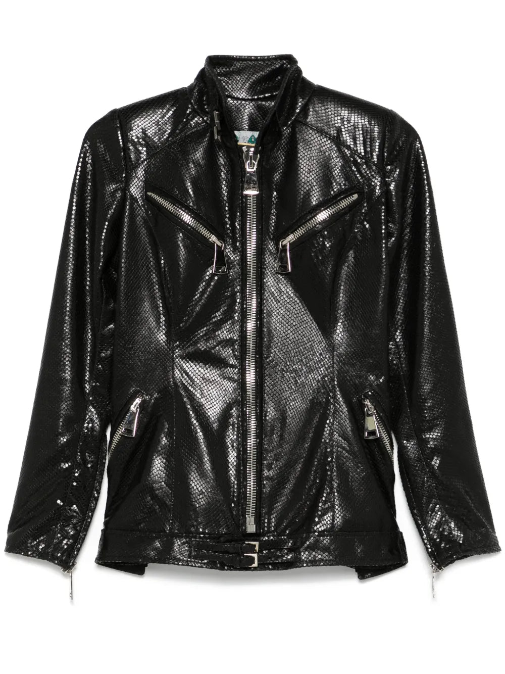 Lizard Skin-Effect Leather Jacket