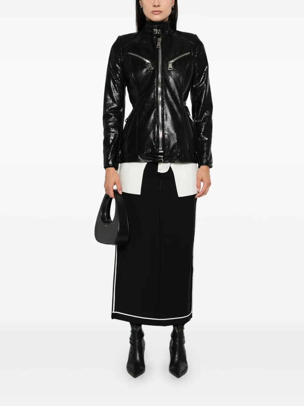 Lizard Skin-Effect Leather Jacket