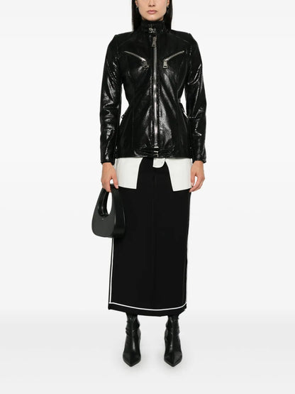 Lizard Skin-Effect Leather Jacket