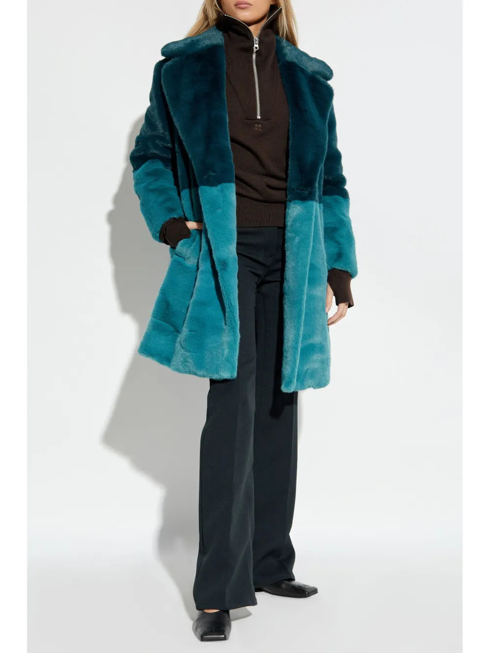 Faux-Fur Double-Breasted Coat