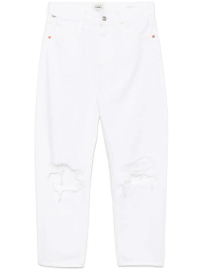 Distressed Straight-Leg Jeans