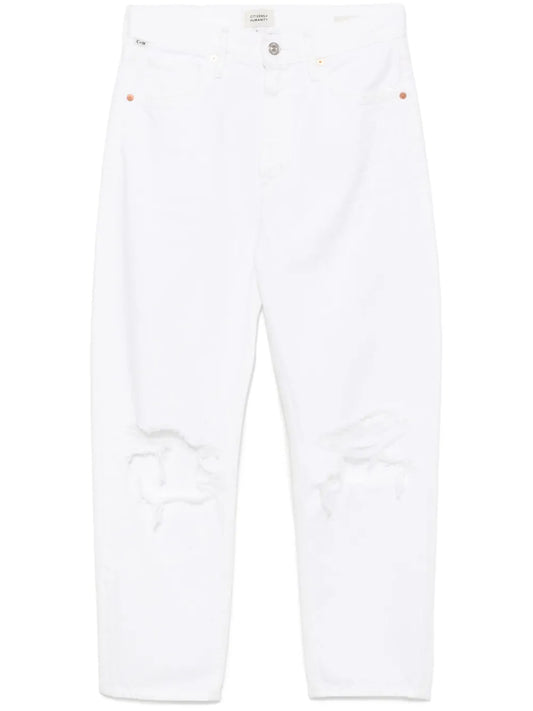 Distressed Straight-Leg Jeans