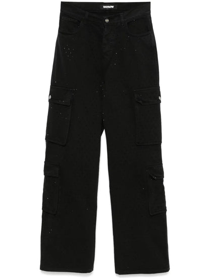 Rhinestone-Embellished Cargo Jeans