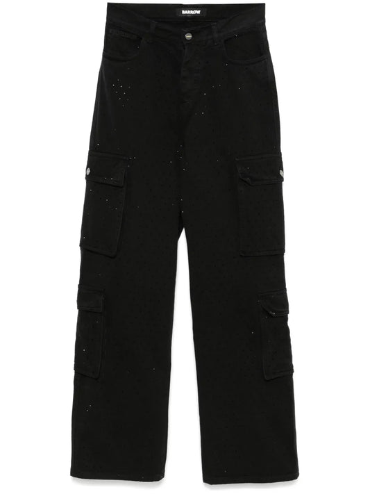 Rhinestone-Embellished Cargo Jeans