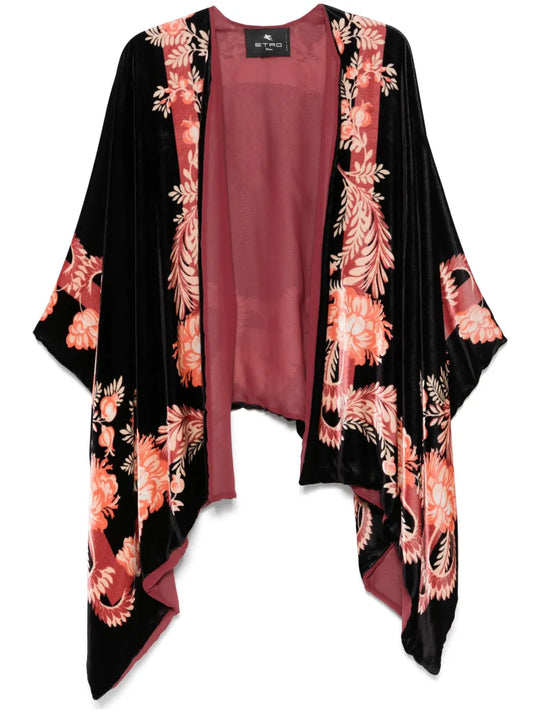 Paisley-Print Velvet Cape