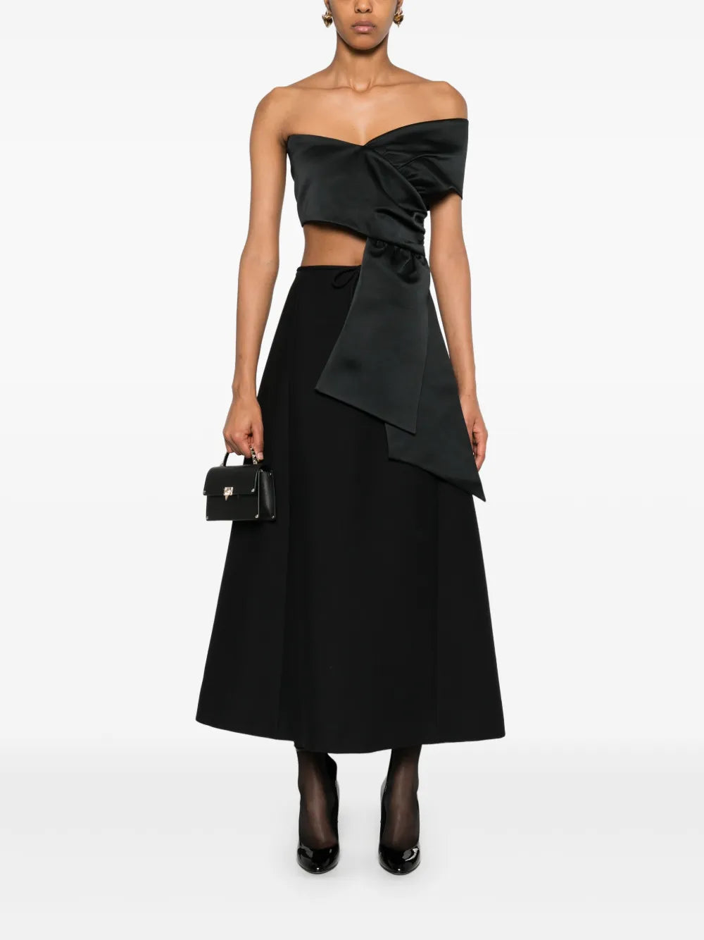 Bow-Detailed Midi Skirt