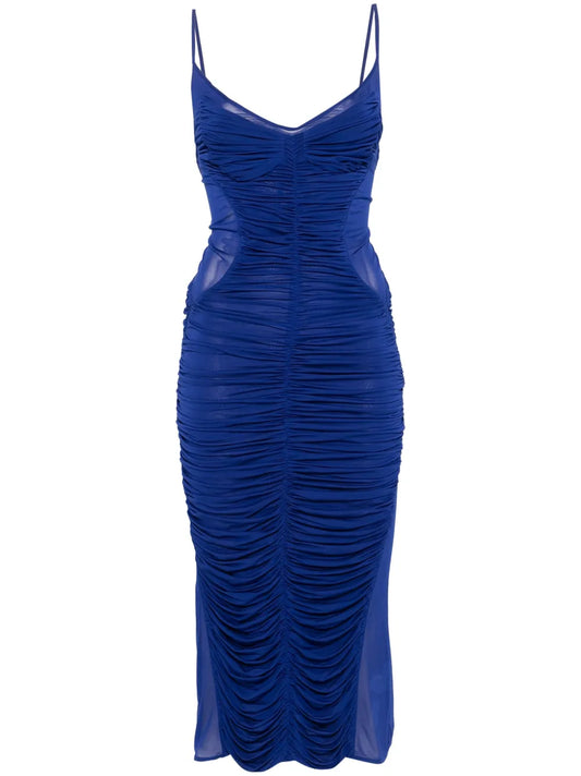 Ruched Sheer Midi Dress
