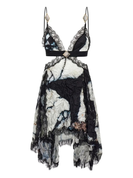 Marbled-Print Mini Dress