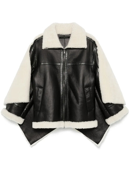 Shearling-Cape Jacket
