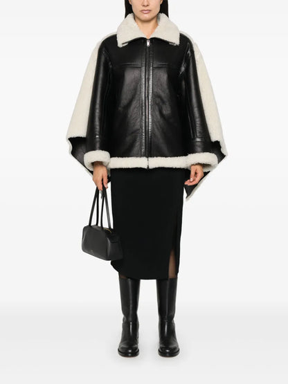 Shearling-Cape Jacket
