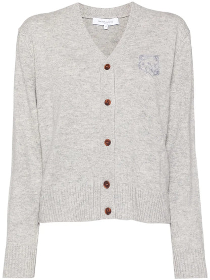 Bold Fox Head Embroidered Cardigan