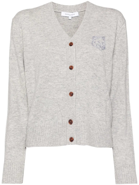 Bold Fox Head Embroidered Cardigan