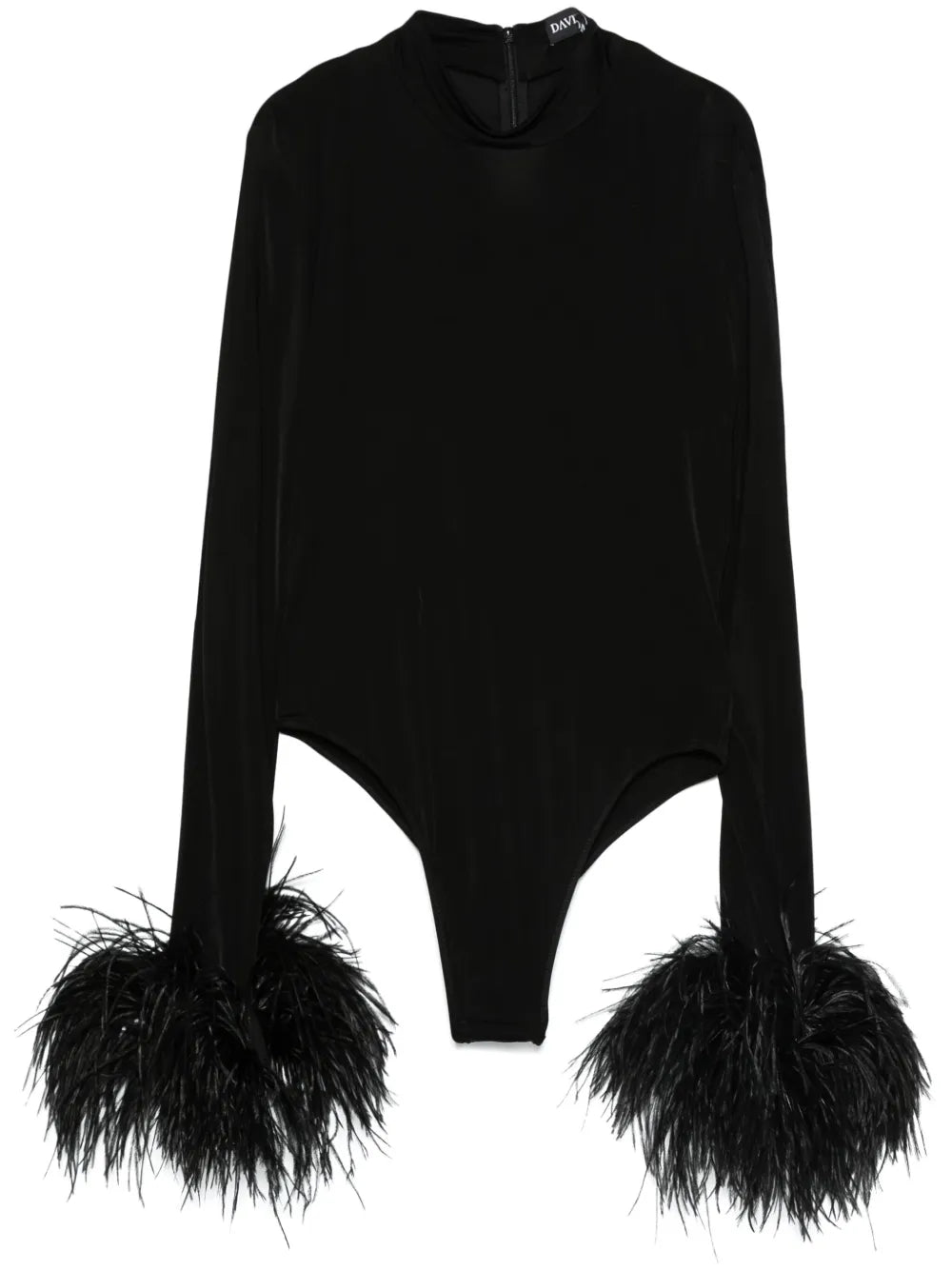 Feather-Trim Bodysuit