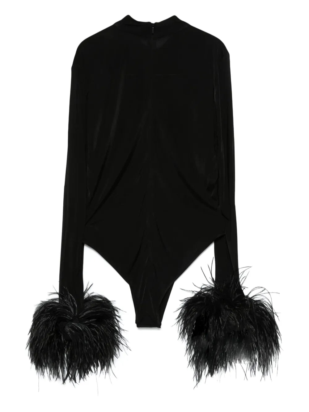Feather-Trim Bodysuit