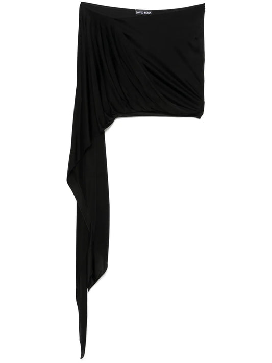 Draped Asymmetric Mini Skirt