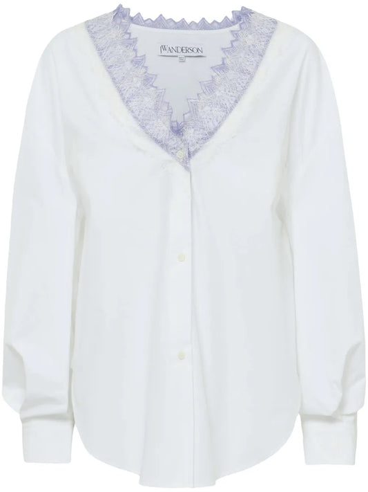 V-Neck Lace-Trim Shirt