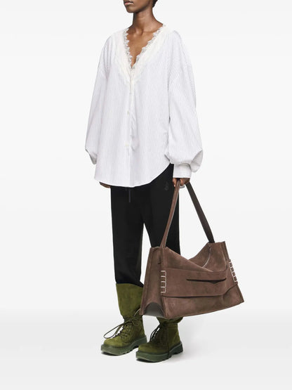V-Neck Lace-Trim Shirt