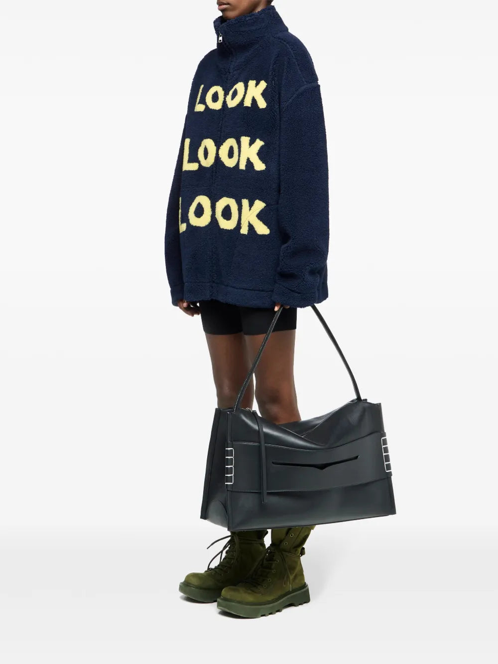 Look-Intarsia Zip-Front Jacket