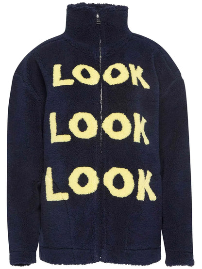 Look-Intarsia Zip-Front Jacket