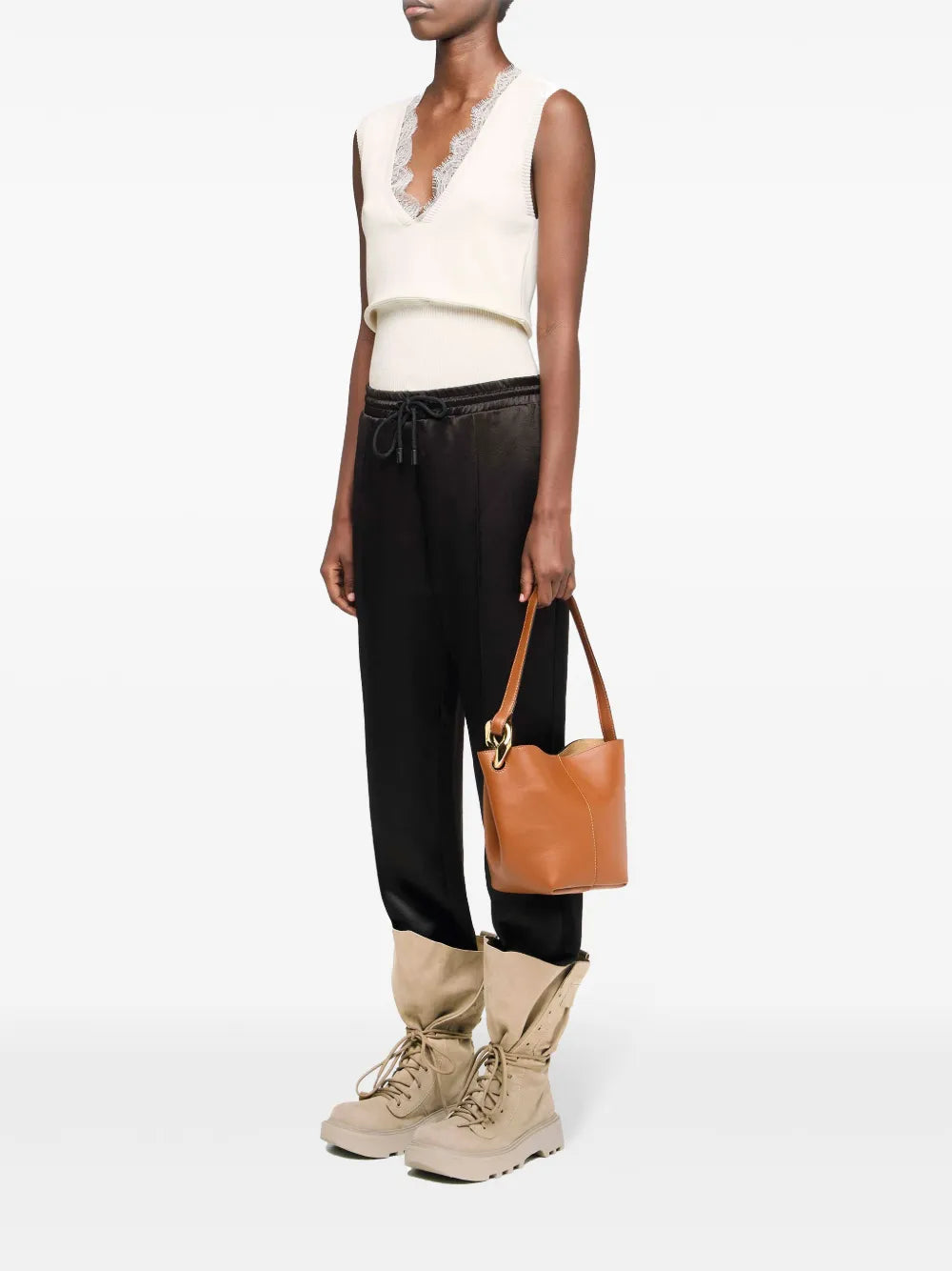 Lace-Trim Knit Top