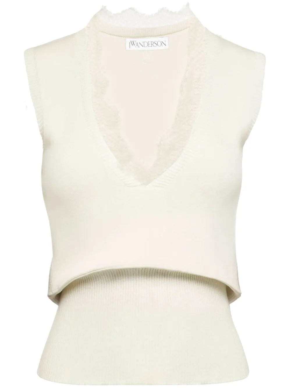 Lace-Trim Knit Top