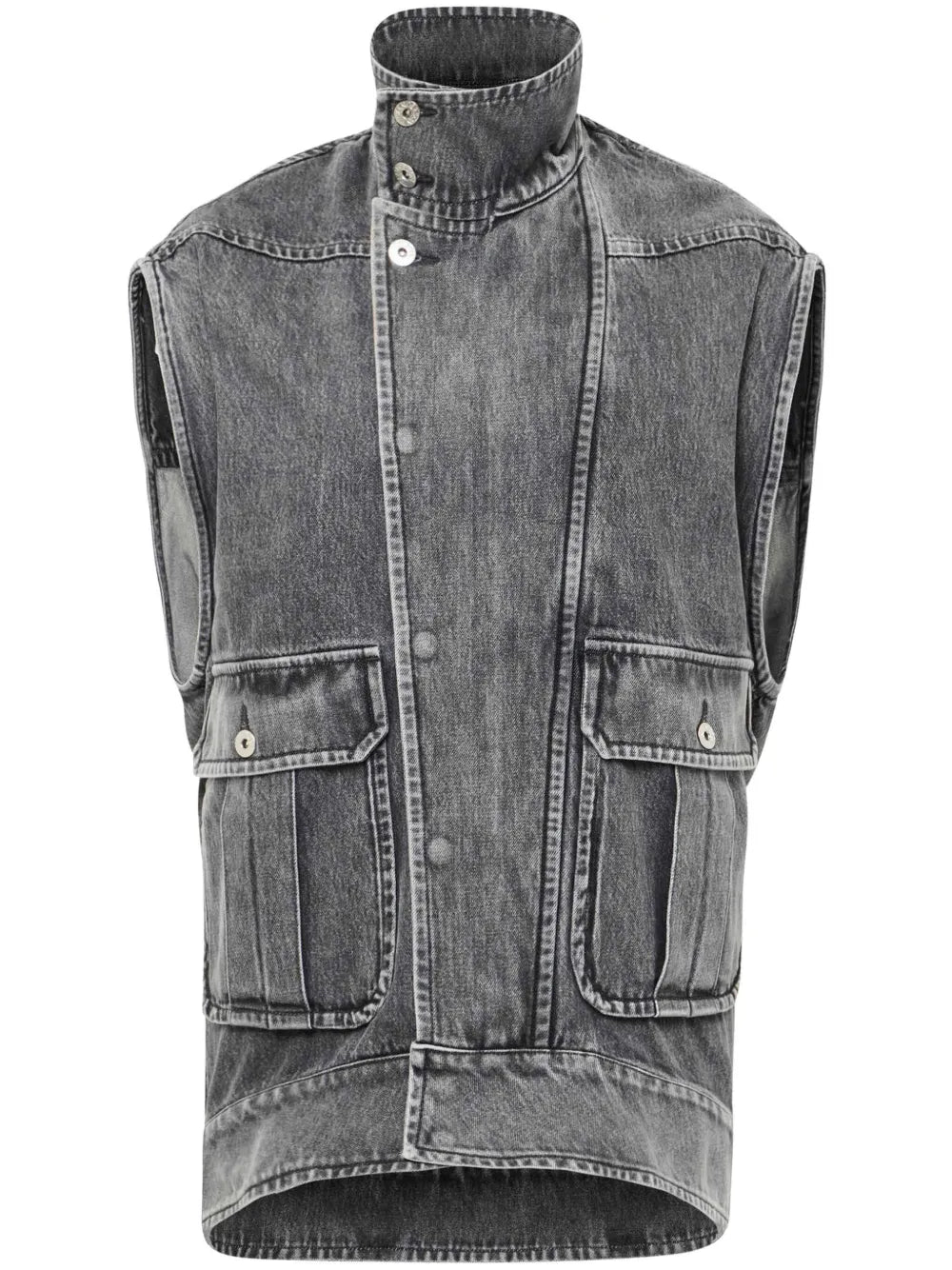High-Neck Denim Gilet