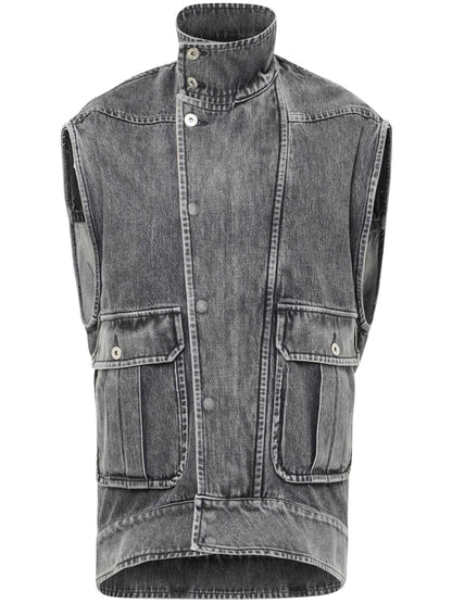 High-Neck Denim Gilet