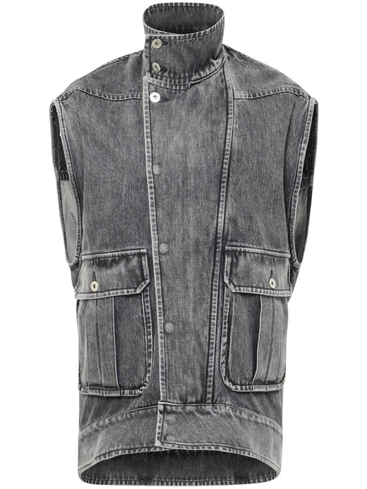 High-Neck Denim Gilet