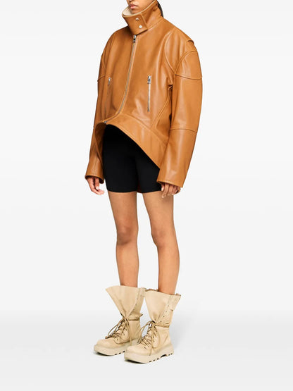 Curved Leather Jacket
