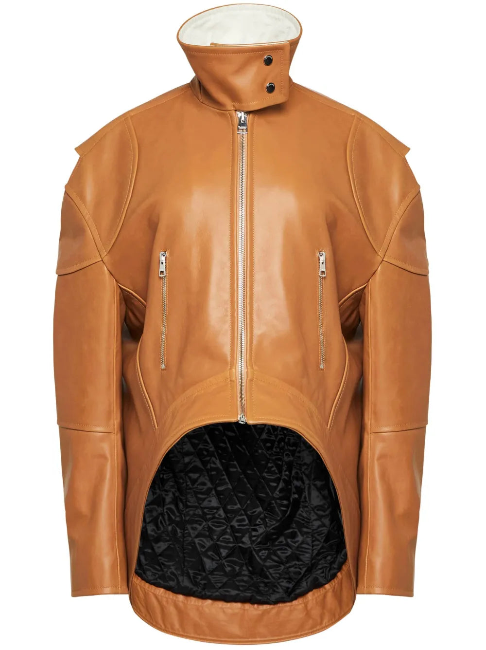 Curved Leather Jacket