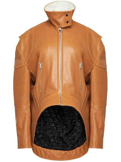 Curved Leather Jacket