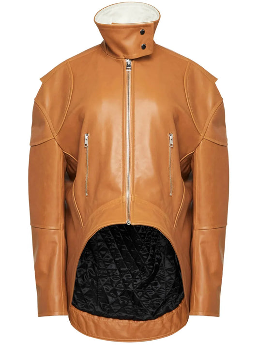 Curved Leather Jacket