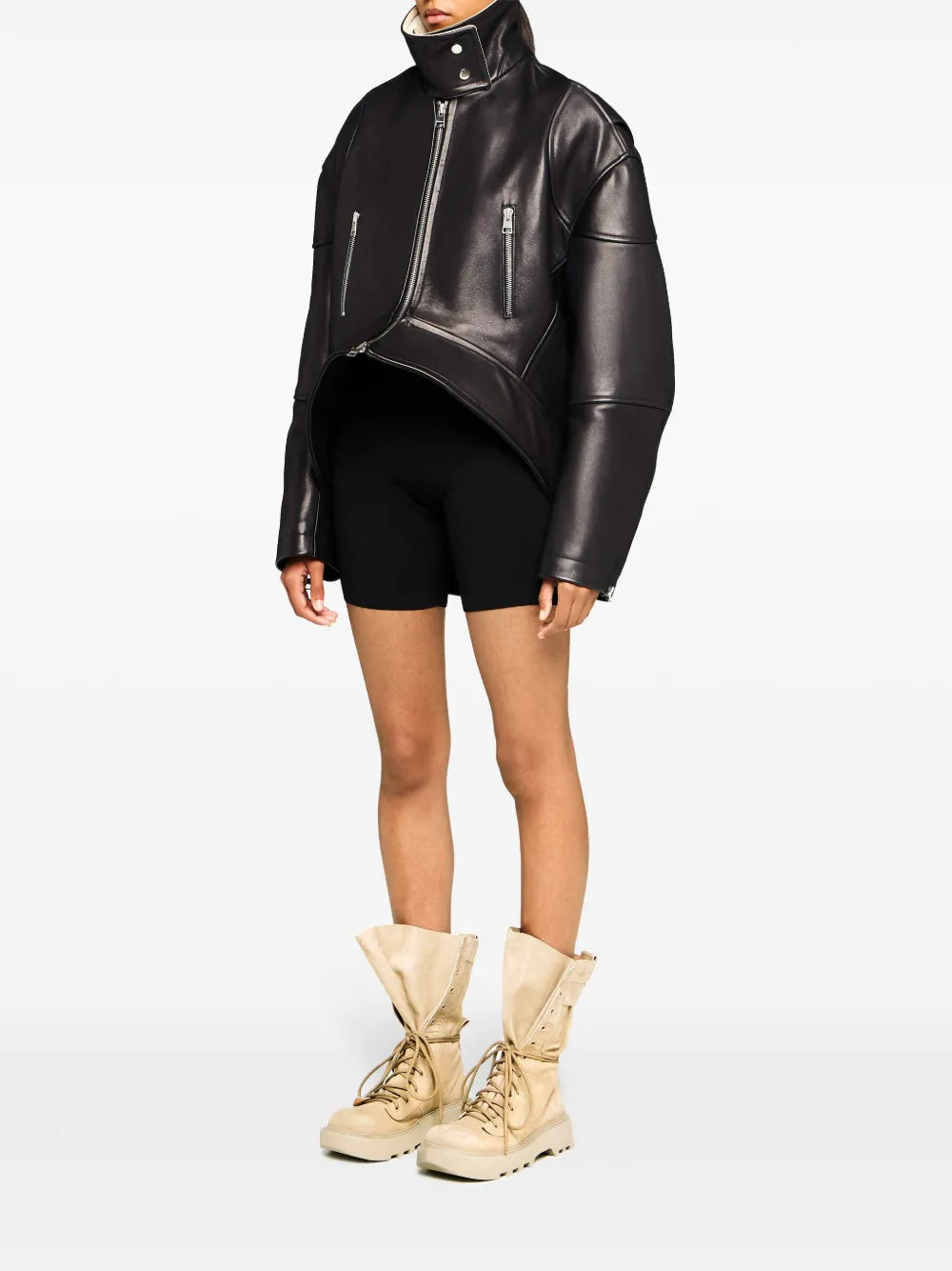 Curved Leather Jacket
