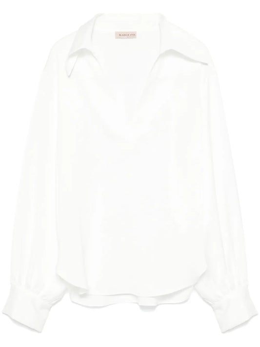 Seersucker-Texture Blouse
