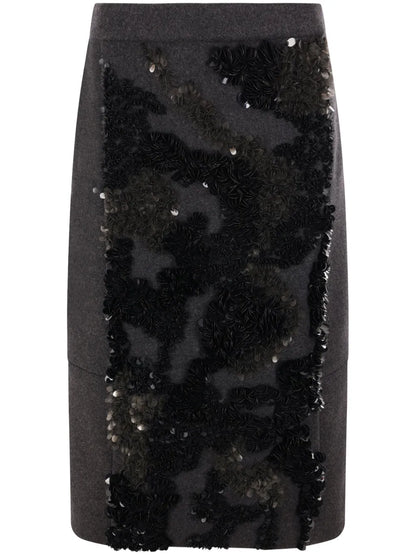 Sequin-Embellished Midi Skirt