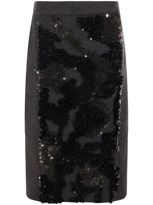Sequin-Embellished Midi Skirt