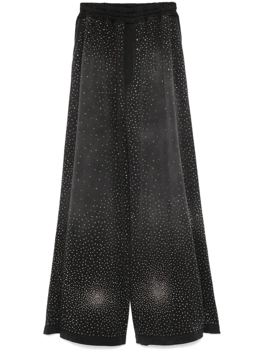 Rhinestone-Embellished Palazzo Pants