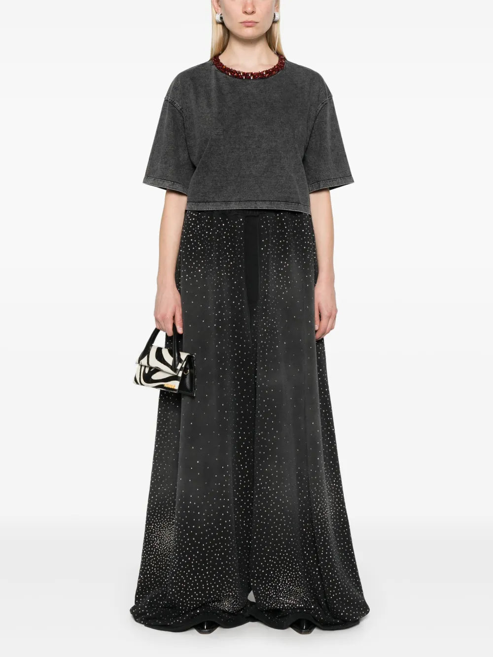 Rhinestone-Embellished Palazzo Pants