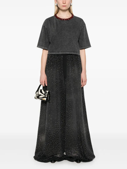Rhinestone-Embellished Palazzo Pants