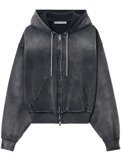 Rhinestone Washed Effect Hoodie