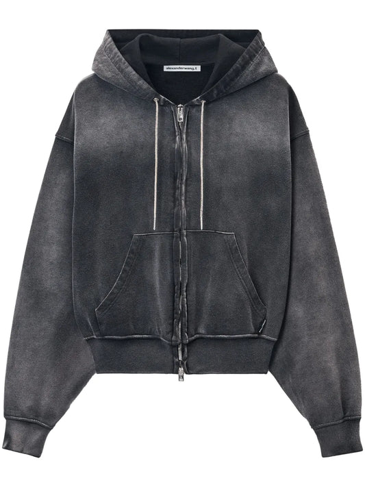 Rhinestone Washed Effect Hoodie