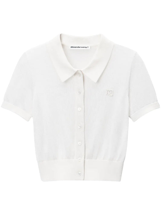 Logo-Embroidered Polo Cardigan