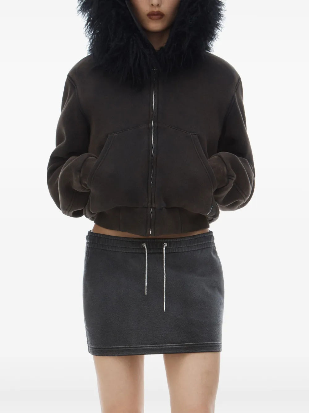 Drawstring-Waist Mini Skirt